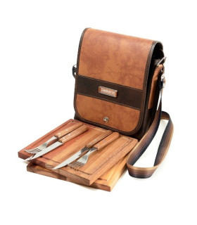 Porta Tablita Asado X2 con Correa Caramelo