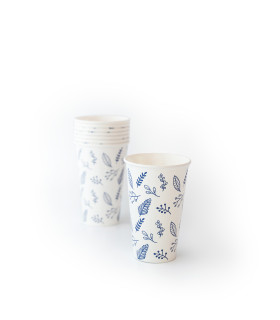 Vasos De Polipapel Hojas Azules 12 oz x 8