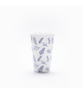 Vasos De Polipapel Hojas Azules 12 oz x 8