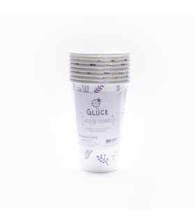 Vasos De Polipapel Hojas Azules 12 oz x 8