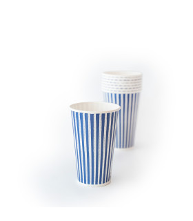 Vasos De Polipapel Rayas Azules 12 oz x 8