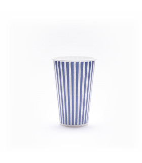 Vasos De Polipapel Rayas Azules 12 oz x 8