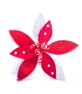 Adorno Estrella Federal Candy Roja y Blanca 32 cm Alparamis