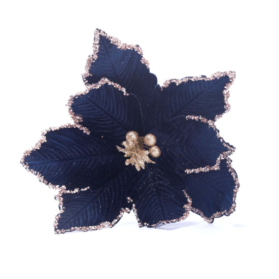 Adorno Poinsettia Negra y Dorada 33 cm Alparamis