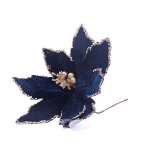 Adorno Poinsettia Negra y Dorada 33 cm Alparamis