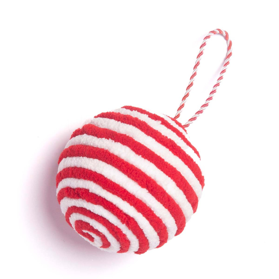 Adorno de Bola a Rayas Roja y Blanca 7 cm Alparamis