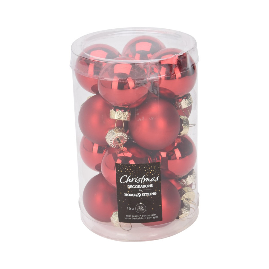 Bolas de Navidad de Vidrio Rojas 3.5 cm x 16 Alparamis