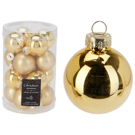 Bolas de Navidad de Vidrio Doradas 3.5 cm x 16 Alparamis