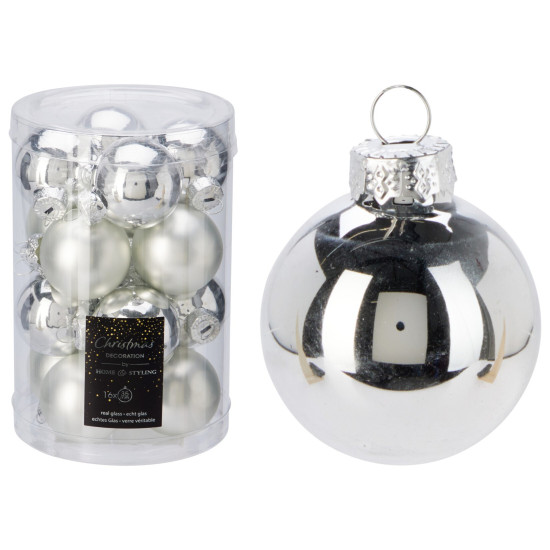 Bolas de Navidad de Vidrio Plateadas 3.5 cm x 16 Alparamis