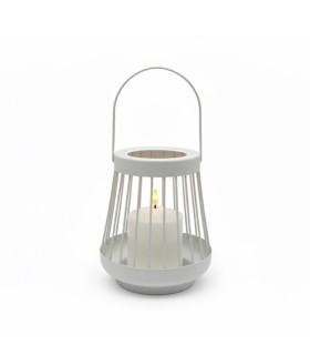 Farol Blanco 18 cm con Vela Pilar LED Alparamis