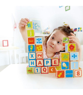 Cubos de Madera ABC Letras y Números Hape