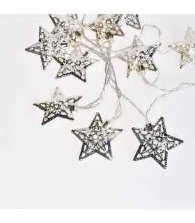 Guirnalda de 10 Estrellas LED 4 cm Plateadas Alparamis