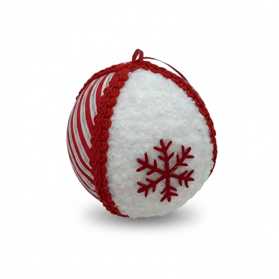 Bola Navideña de Peluche Blanca y Roja 10 cm Alparamis