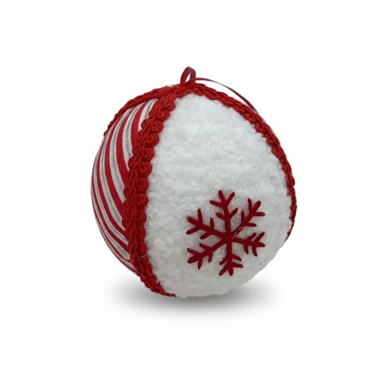 Bola Navideña de Peluche Blanca y Roja 10 cm Alparamis