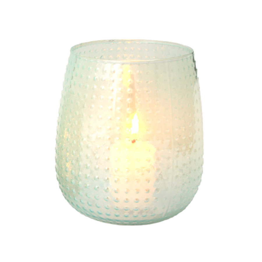 Fanal de Vidrio Lunar Labrado Aqua 12 x 13 cm