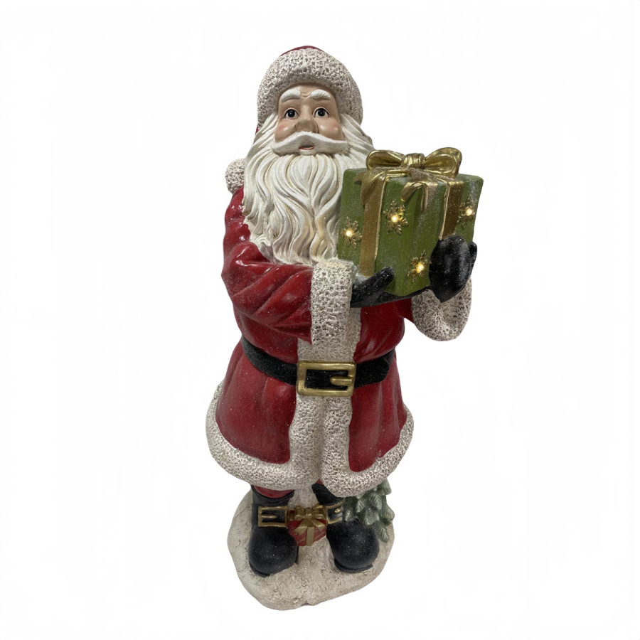 Adorno de Navidad Santa con Caja de Regalo LED 121 cm Alparamis