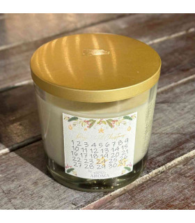 Vela Aromática Navideña de Soja 250 g Manzana y Canela Tapa Dorada Espacio Aroma