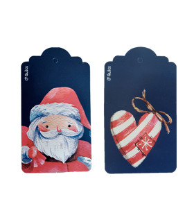 Tags Bosque Encantado Papá Noel Azul y Corazón x 8