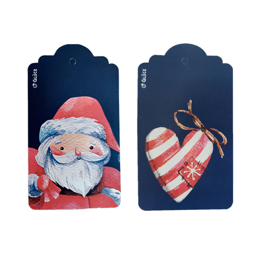 Tags Bosque Encantado Papá Noel Azul y Corazón x 8