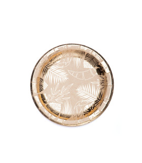 Plato de Polipapel con Stamping Dorado Hojas x 8