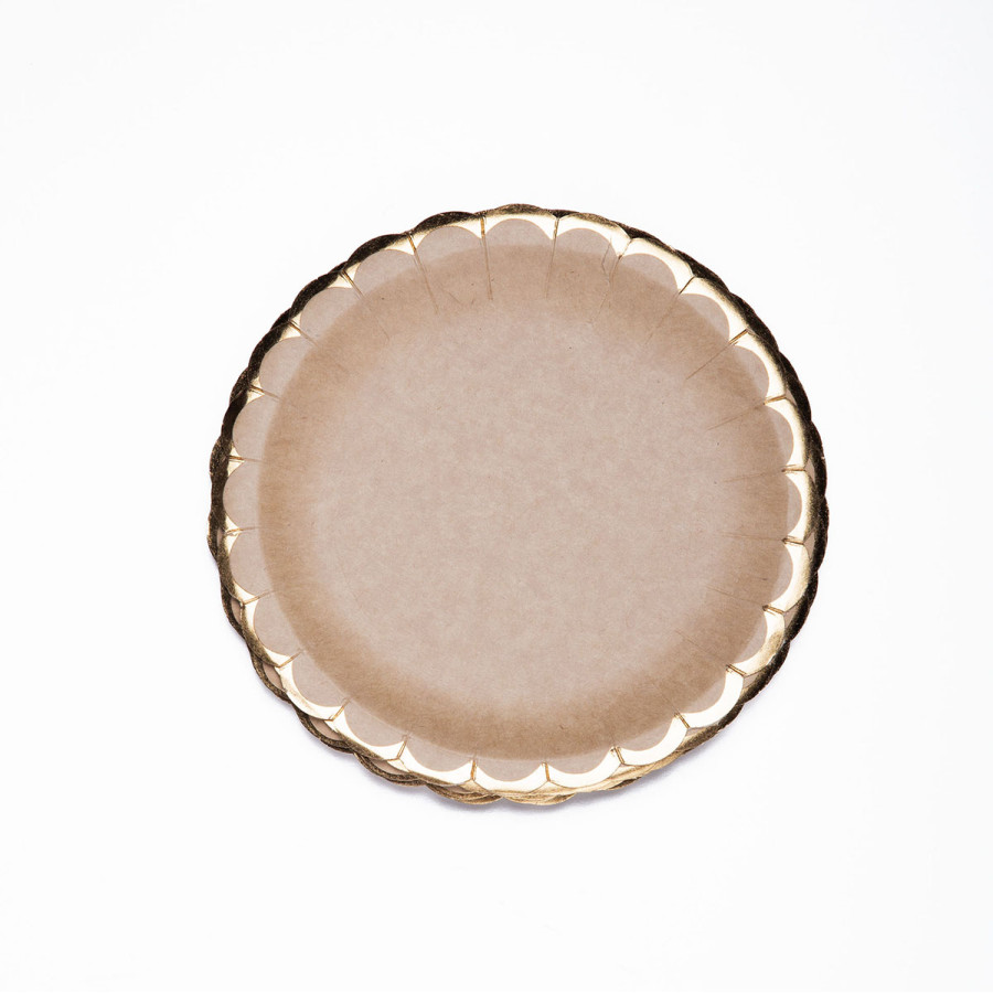 Plato de Polipapel con Stamping Dorado Ondas x 8