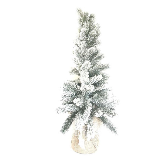 Árbol de Navidad Nevado con Base de Yute 60 cm Alparamis