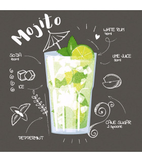 Servilletas 24 x 24 cm Mojito Black
