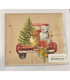 Servilletas Recicladas 33 x 33 cm Car Snowman Xmas