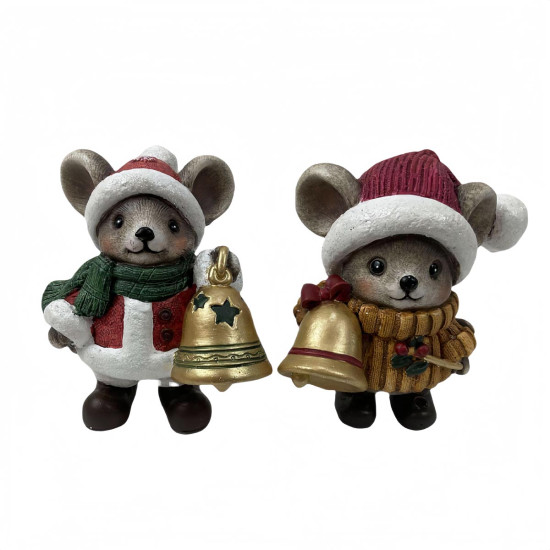Adorno de Navidad Ratoncito con Campana 11 cm Alparamis