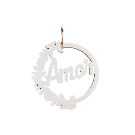 Corona Navideña de Madera Amor 40 cm