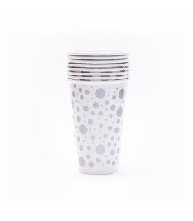 Vaso Reciclable Lunares Plateados 12 oz x 8