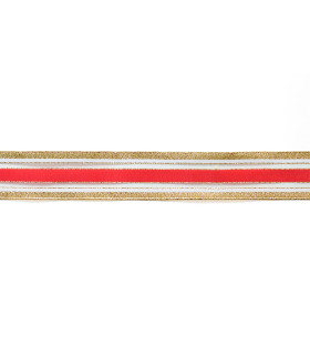 Cinta Samarian con Alambre Dorada y Roja 4 cm x 10 metros