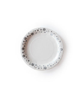 Plato de Polipapel Lunares Plateados x 6