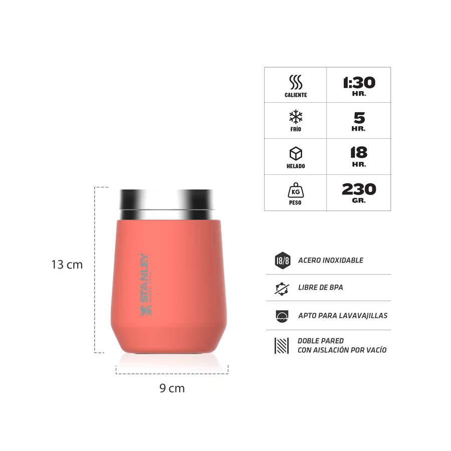 Vaso Stanley Everyday 295 ml Con Tapa Coral