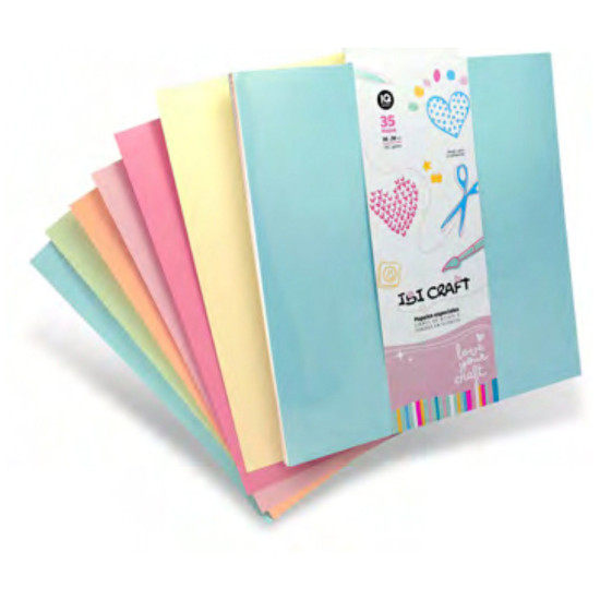 Papel para Scrap 35 Hojas de 30 x 30 cm y 160 g Pastel Ibicraft
