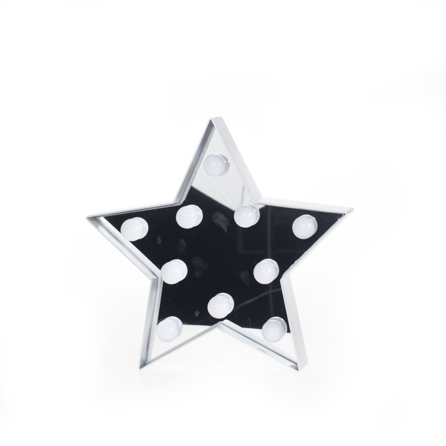 Espejo estrella plateada con luz LED Alparamis