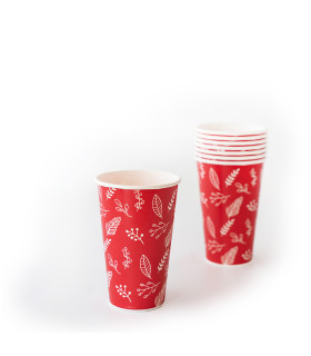 Vasos De Polipapel Hojas Rojas x 8