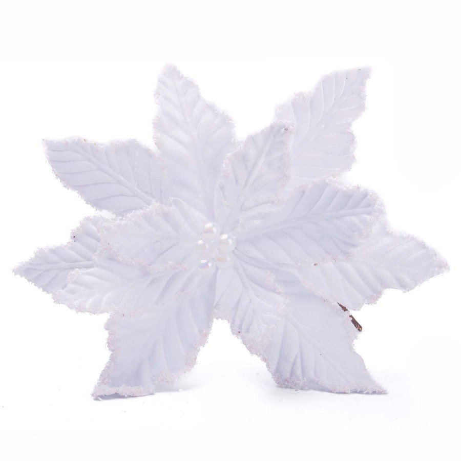 Adorno Poinsettia Blanca 30 cm Alparamis