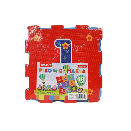 Piso de Goma Eva - Trenes y Números 91 x 91 cm