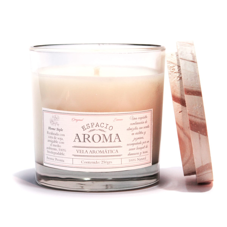 Vela de Soja Aromática 250 g Línea Clásica Peonia Espacio Aroma