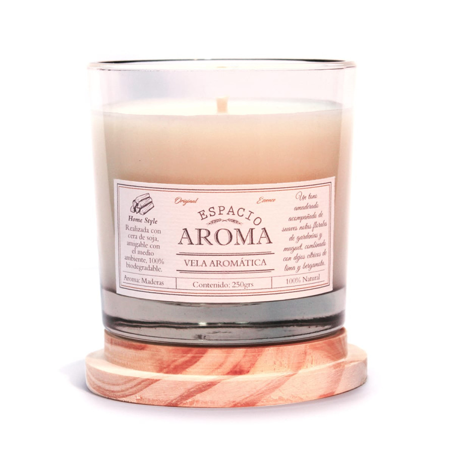 Vela de Soja Aromática 250 g Línea Clásica Maderas Espacio Aroma