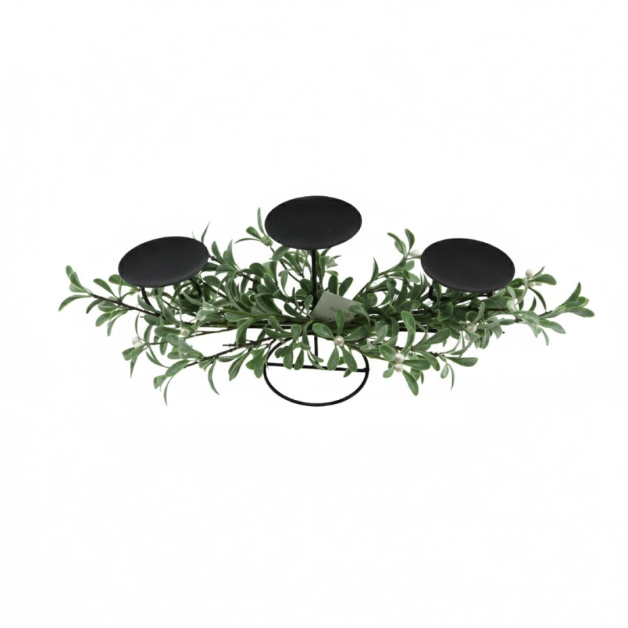 Porta Vela con Hojas Verdes 61 cm Alparamis