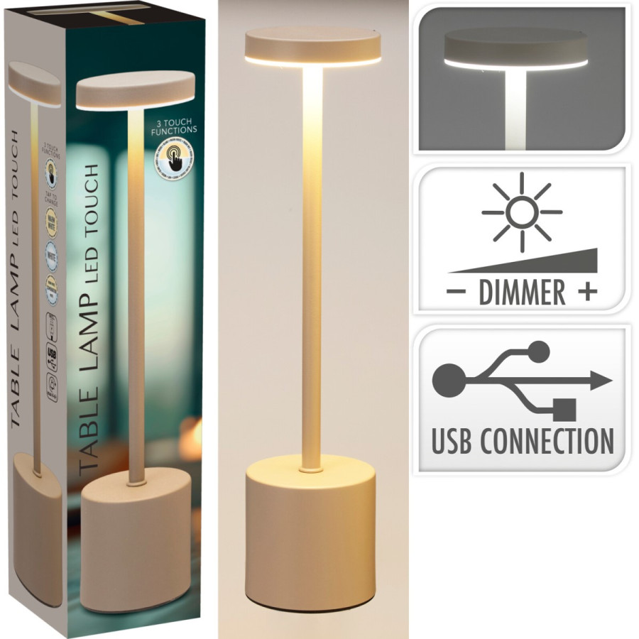 Lámpara de Mesa Recargable USB 34 cm Crema Alparamis