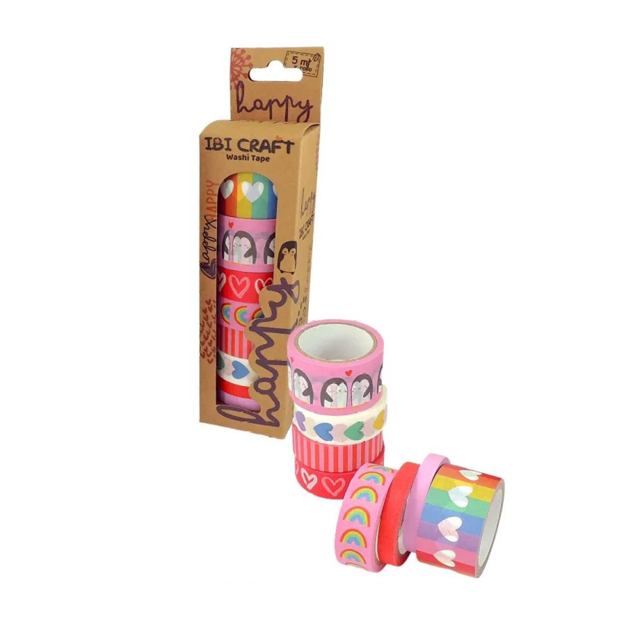 Washi Tape Box 8 Rollos de 5 m Happy Ibicraft