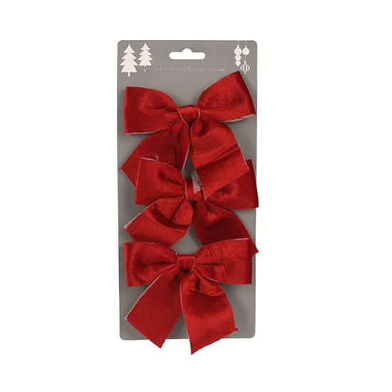 Set de 3 Moños de Terciopelo Rojo 10 cm Alparamis