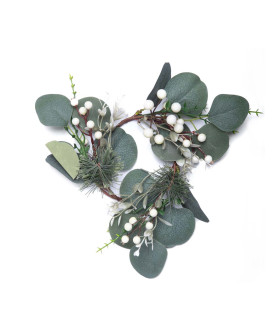 Corona de Hojas con Bayas Blancas 28 cm Alparamis XY23-143
