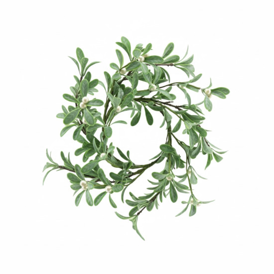 Corona Navideña de Hojas Verdes con Perlas 11 cm Alparamis