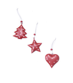 Adornos de Navidad de Metal Pino Estrella y Corazón 7 cm