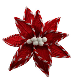 Adorno de Poinsettia Roja y Blanca 27 cm Alparamis