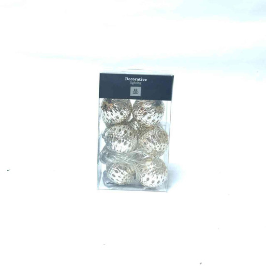 Guirnalda de 10 Bolas LED 4 cm Plateadas Alparamis
